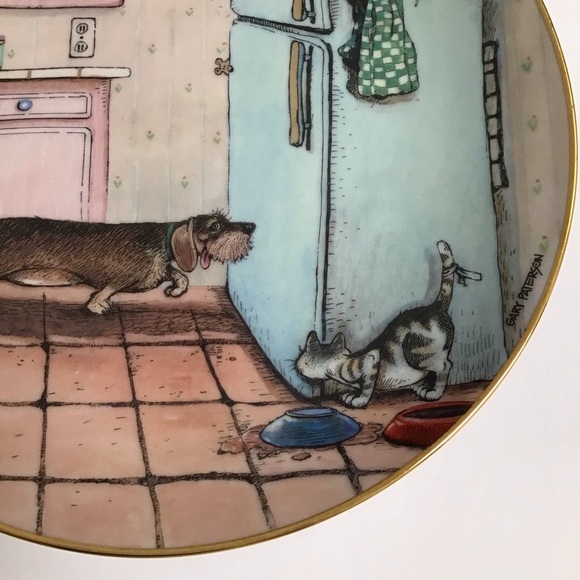 Gary Patterson Dachshund Plate Puppy Dog Got Food? The Danbury Mint Decor Gold - Picture 10 of 13